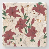 Rote und weiße Weihnachtslilien Steinuntersetzer (Vorderseite)