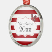 Rote und weiße Weihnachtsmagie individuell anpassb Ornament Aus Metall (Links)