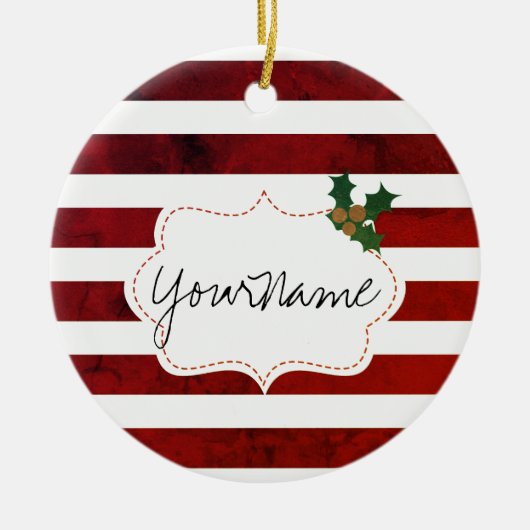 Rote und weiße Weihnachtsmagie Keramik Ornament (Vorne)