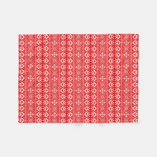 Rote und weiße Weihnachtsmesse Isle Pattern Fleecedecke (Vorderseite (Horizontal))
