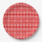 Rote und weiße Weihnachtsmesse Isle Pattern Pappteller (Vorderseite)