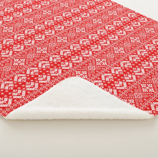 Rote und weiße Weihnachtsmesse Isle Pattern Sherpadecke (3/4)