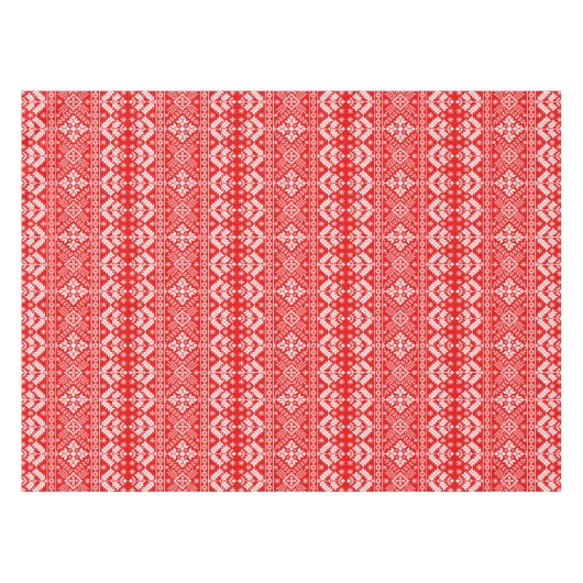 Rote und weiße Weihnachtsmesse Isle Pattern Tischdecke (Vorderseite (Horizontal))