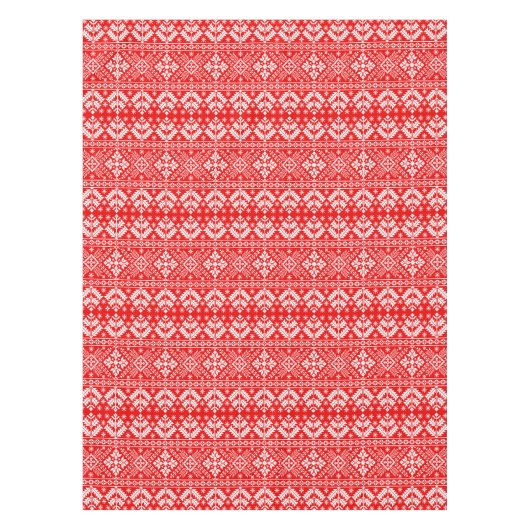 Rote und weiße Weihnachtsmesse Isle Pattern Tischdecke (Vorderseite)