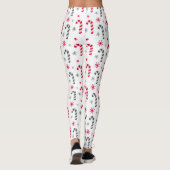 Rote und weiße Weihnachtsmuster mit Candy Canes Leggings (Rückseite)