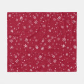 Rote und weiße Weihnachtsschneeflocken-Muster Fleecedecke (Vorderseite (Horizontal))