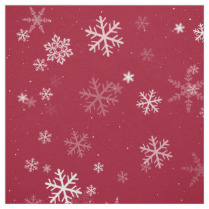 Rote und weiße Weihnachtsschneeflocken-Muster Stoff