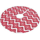 Rote und weiße Weihnachtsschneeflocken Zickzack Mu Polyester Weihnachtsbaumdecke (Schrägansicht)