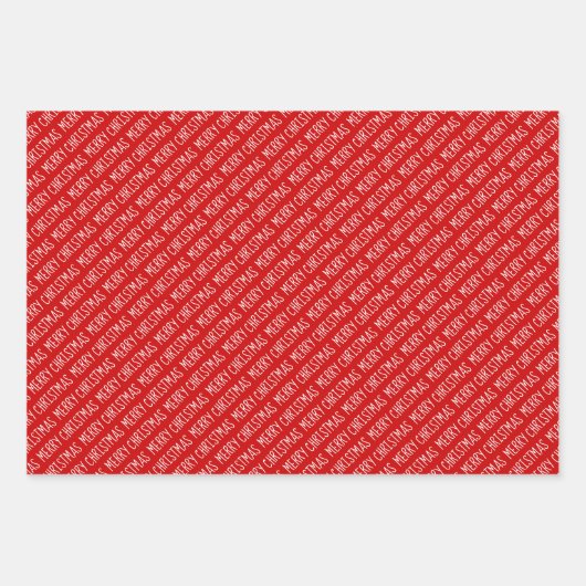 Rote und weiße Weihnachtstypografie - Moderner Fei Geschenkpapier Set (Vorderseite 3)