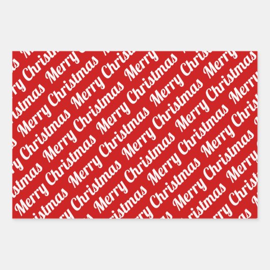 Rote und weiße Weihnachtstypografie - Moderner Fei Geschenkpapier Set (Vorderseite 2)