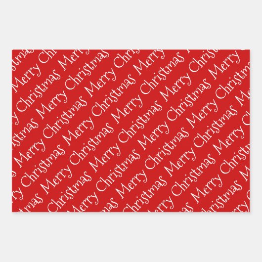 Rote und weiße Weihnachtstypografie - Moderner Fei Geschenkpapier Set (Vorderseite)