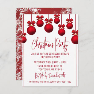 Rote und weiße Weihnachtszeit-Party Einladung