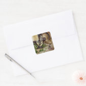 Rote und weiße Weingläser Trauben Barrel Quadratischer Aufkleber (Umschlag)