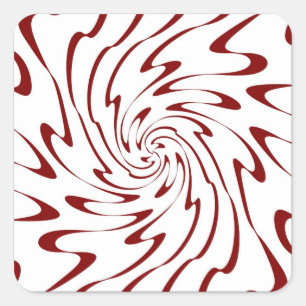 Rote und weiße Welle Swirt Dekorative Kunst Quadratischer Aufkleber