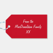 Rote und weiße Winterschneeflocken Geschenkanhänger (Rückseite Horizontal)