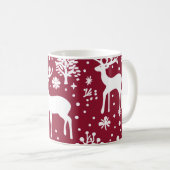 Rote und weiße Winterwonderland Rentierfische Tass Kaffeetasse (VorderseiteRechts)
