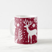 Rote und weiße Winterwonderland Rentierfische Tass Kaffeetasse (Vorderseite Links)
