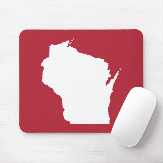 Rote und weiße Wisconsin-Form Mousepad (Mit Mouse)