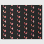 Rote und weiße Würfel auf schwarzem Umschlagpapier Geschenkpapier (Flach)