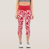 Rote und weiße Zebrastreifen Frauen Capris Legging (Vorderseite)