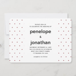 Rote und weiße zeitlose Hochzeitpunkte Einladung