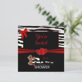 Rote und Zebrastreifen für eine Babydusche Einladung (Stehend Vorderseite)