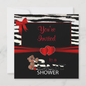 Rote und Zebrastreifen für eine Babydusche Einladung (Vorderseite)