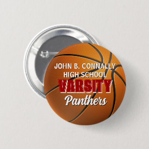 Rote Universitäts-Basketball-Anstecknadel für die Button