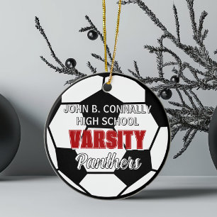 Rote Universitäts-Fußball-Weihnachten an der High  Keramik Ornament