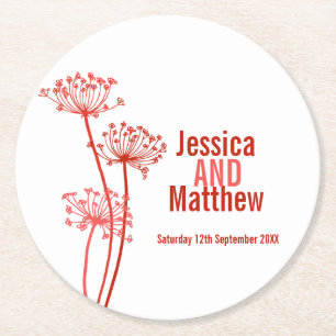 Rote Untersetzer für Hochzeitskronen