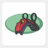 Rote Untersetzer Roller Ride Quadratischer Aufkleber (Vorderseite)