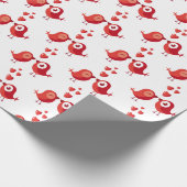 Rote Valentine Birds Geschenkpapier (Ecke)