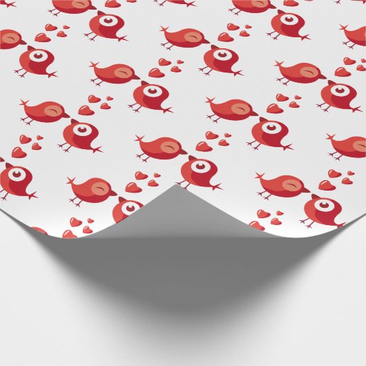 Rote Valentine Birds Geschenkpapier (Ecke)