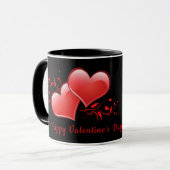 Rote valentiner romantischer schwarzer Hintergrund Tasse (Vorderseite Links)