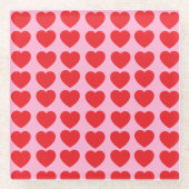 Rote Valentinsherzen Glasuntersetzer (Vorderseite)