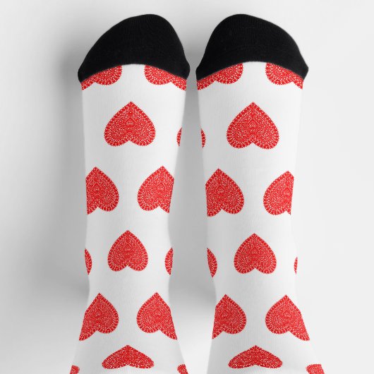 Rote Valentinsherzen Muster Socken (Oben)