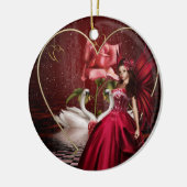 Rote Valentinstag-Fee Keramikornament (Links)