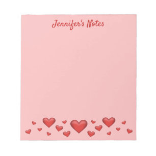 Rote Valentinstag-Herzen & benutzerdefinierter Tex Notizblock