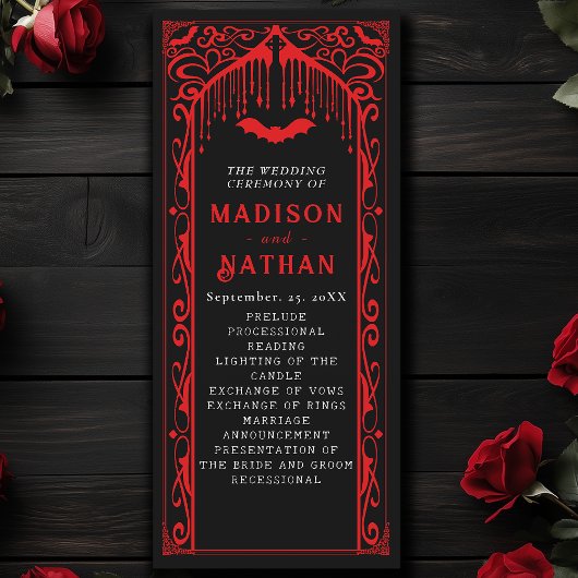 Rote Vampir-Kathedrale Gothic-Hochzeit Programm