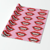 Rote Vampir-Lippen Geschenkpapier (Ungerollt)