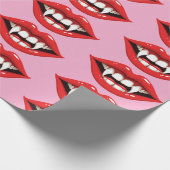 Rote Vampir-Lippen Geschenkpapier (Ecke)
