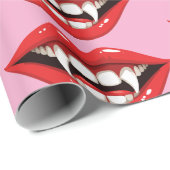 Rote Vampir-Lippen Geschenkpapier (Rolleneckpunkt)