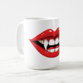 Rote Vampir-Lippen Kaffeetasse (Vorderseite Links)