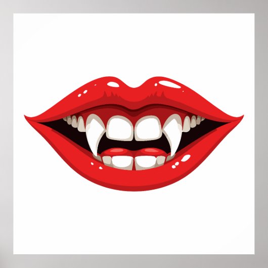 Rote Vampir-Lippen Poster (Vorne)