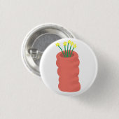 Rote Vase mit gelben Blumen Geschenk Button (Vorne & Hinten)