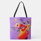 Rote Vase von Blume Große Taschentasche Tasche (Vorderseite)
