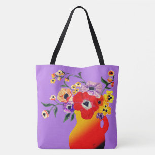 Rote Vase von Blume Große Taschentasche Tasche