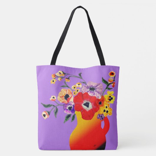 Rote Vase von Blume Große Taschentasche Tasche (Rückseite)