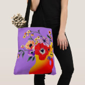 Rote Vase von Blume Große Taschentasche Tasche (Von Nahem)