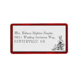 Rote Velvet, Schwarz-Blüh-Hochzeit Adressaufkleber